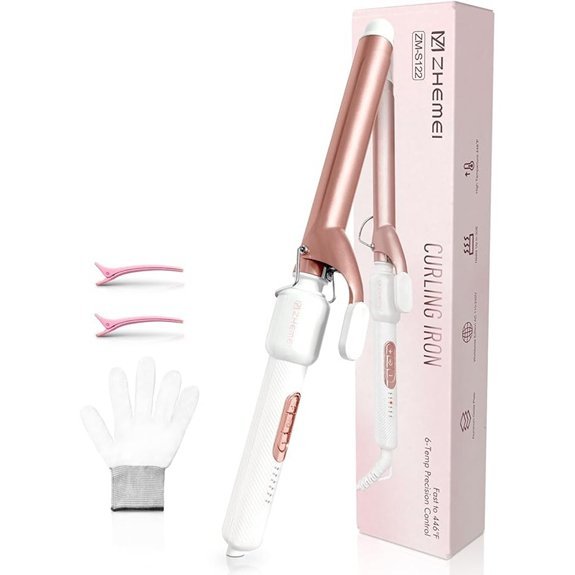 1 Inch Ceramic Curling Iron with 6 Temps (Rosegold)