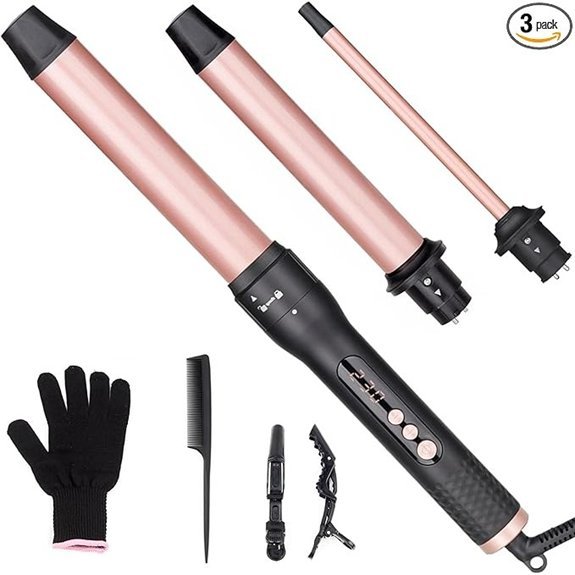 3-in-1 Ceramic Curling Iron Set with Interchangeable Barrels