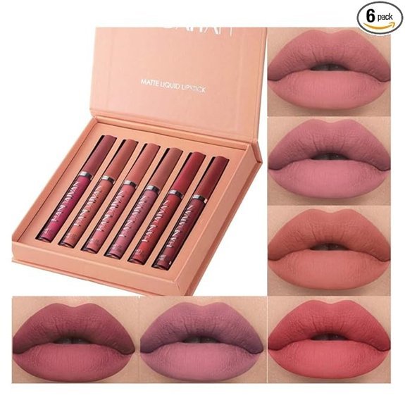 6Pcs Matte Liquid Lipstick Waterproof Set B