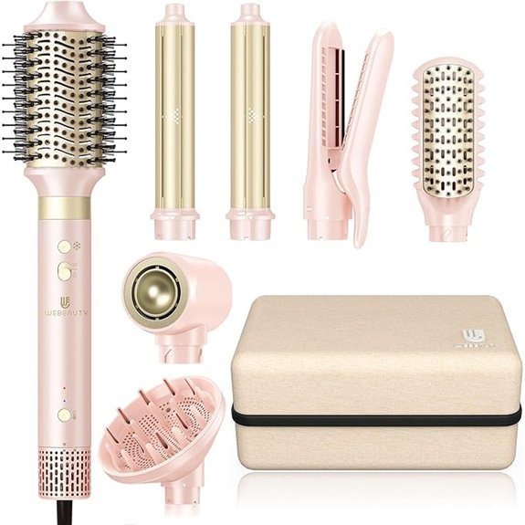 8-in-1 Dual Voltage Ionic Hair Dryer Brush with Attachments