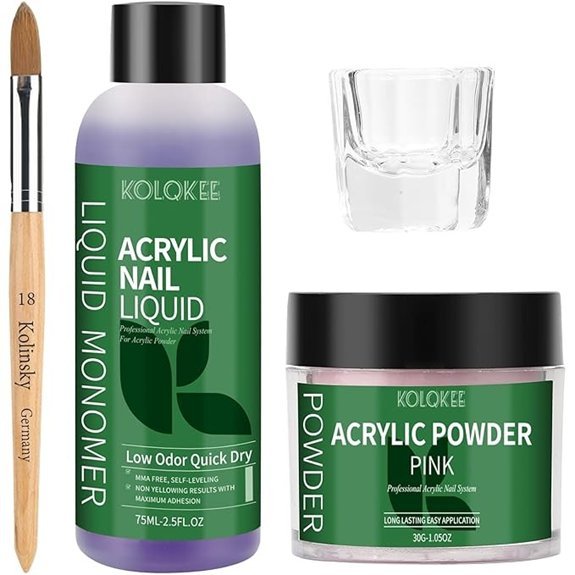 Acrylic Nail Kit with Pink Powder Liquid & Brush