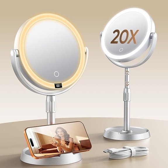 7 Adjustable Lighted Makeup Mirror with 20X Magnification