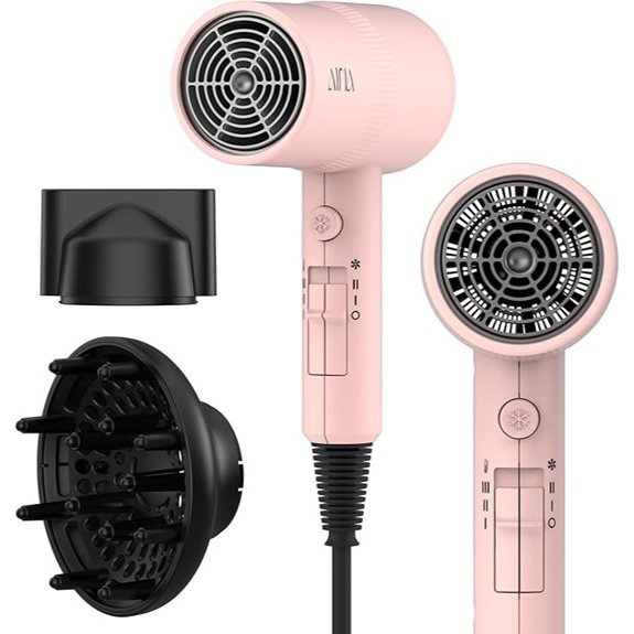AINA Diffuser Hair Dryer 110V/1600W (Babe Pink)