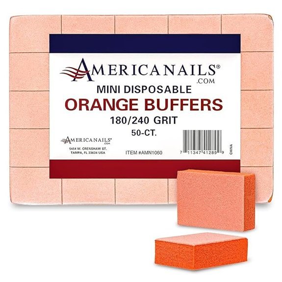 Americanails Mini Orange Nail Buffers 50-Pack (180/240 Grit)