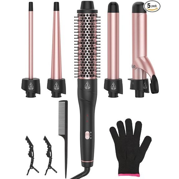 ANIEKIN 5-in-1 Curling Iron Set with Thermal Brush