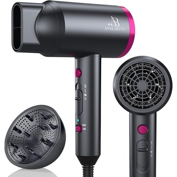 ANNE BETTY Ionic Hair Dryer with Diffuser (1800W)