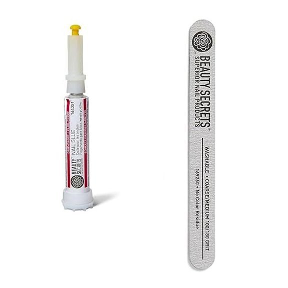 Beauty Secrets Nail Glue with Zebra Cushion Nail File