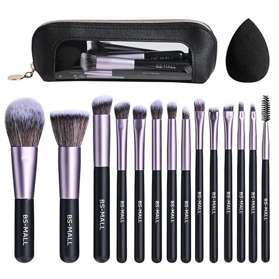 BS-MALL 14 Pcs Makeup Brushes Set with Sponge (Purple)