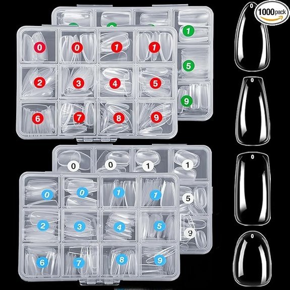 1000PCS Clear Full Cover Nail Tips for Acrylic Nails