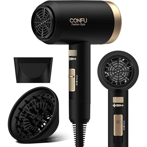CONFU Portable Ionic Hair Dryer with Diffuser