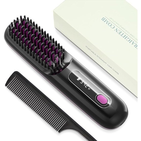 Cordless Ceramic Ionic Hair Straightening Brush (Midnight Black)