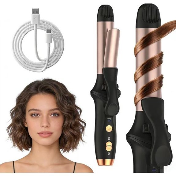 Cordless Mini USB Rechargeable Ceramic Curling Iron