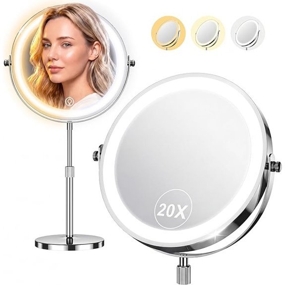 Dienmern Lighted Makeup Mirror with 1X/20X Magnification