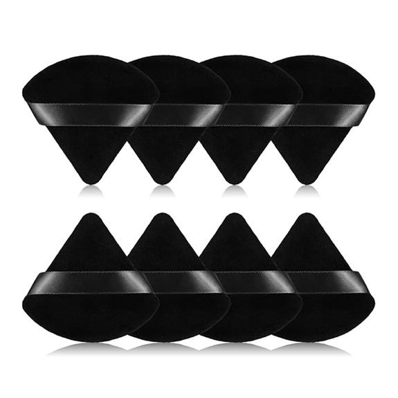 8Pcs Velvet Triangular Powder Puff Makeup Sponges (Black)
