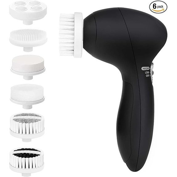 CLSEVXY Electric Facial Cleansing Brush with 6 Brush Heads