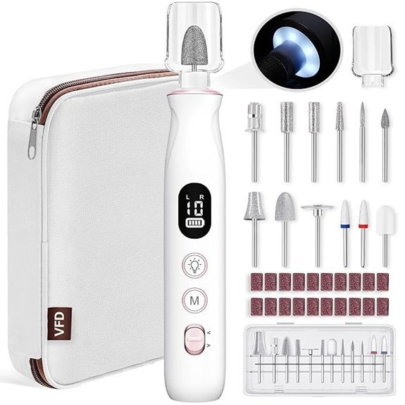 Electric Nail Drill 12-in-1 Portable Nail File Kit White