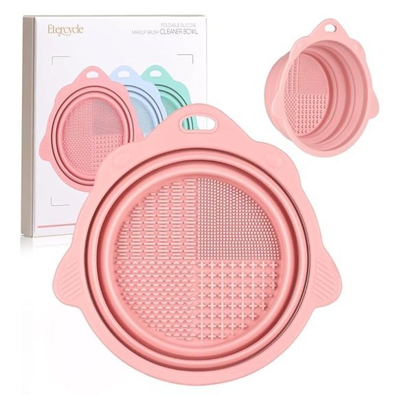 Etercycle Foldable Silicone Makeup Brush Cleaner Bowl (Pink)