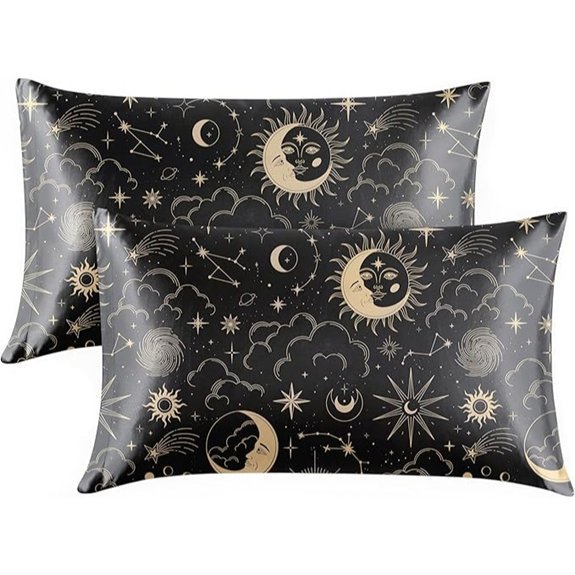 EXQ Home Satin Pillowcase 2-Pack Queen Size (Black Printed)
