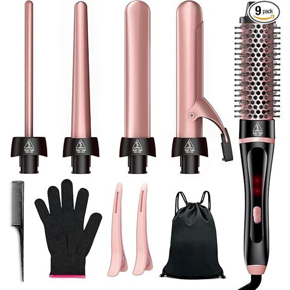 5-in-1 Curling Iron & Thermal Brush Set with Interchangeable Barrels