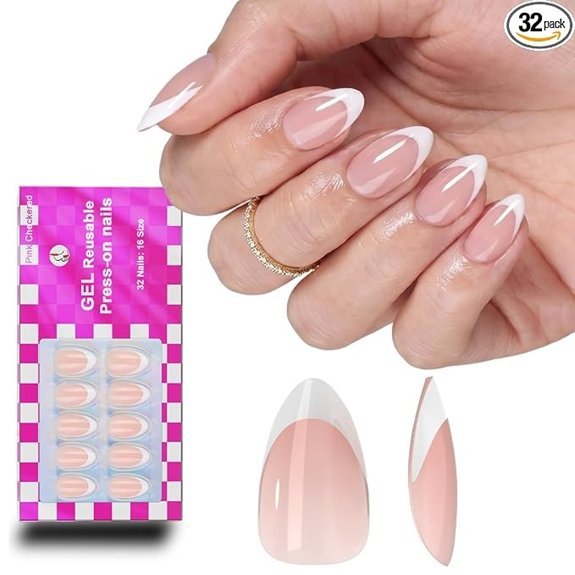 French Almond Gel Press On Nails (32pcs)