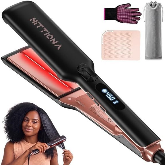 HITTIONA Wide Hair Straightener with Infrared Ionic Technology