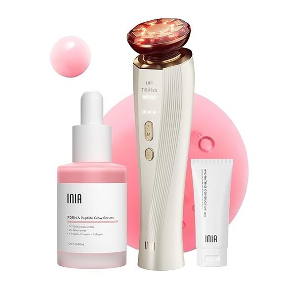 INIA Flare 3-in-1 Microcurrent Facial Device with Red Light Therapy