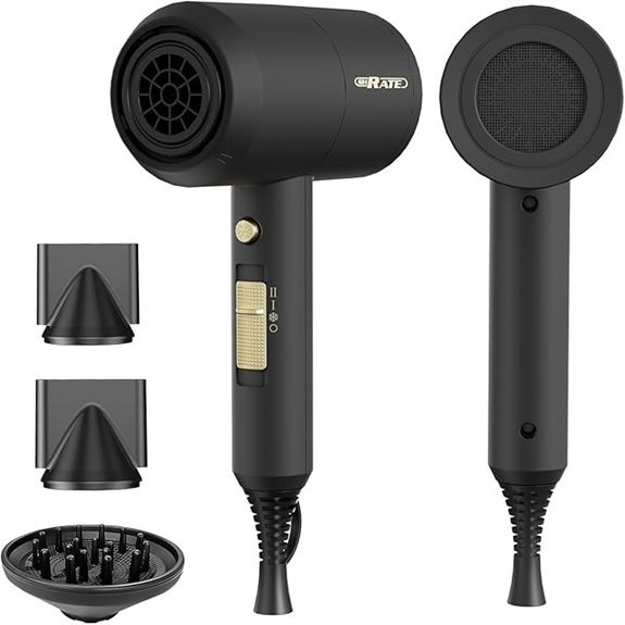 SHRATE Ionic Hair Dryer with Diffuser for All Hair Types