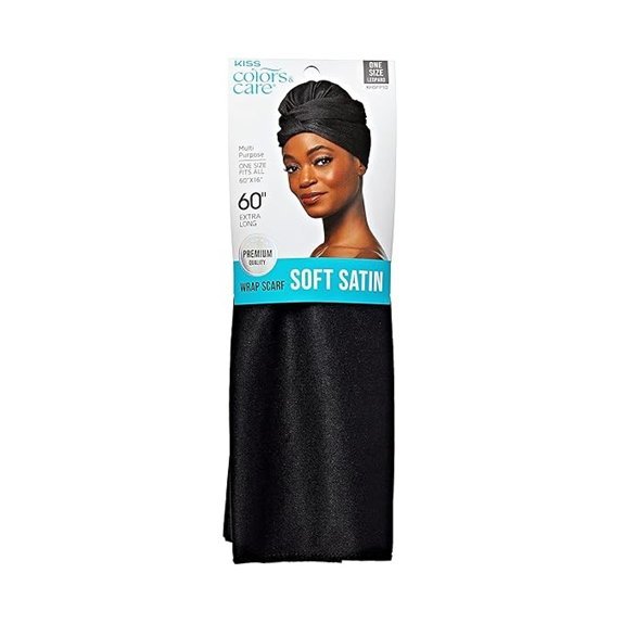 KISS COLORS Soft Satin Wrap Scarf - Black