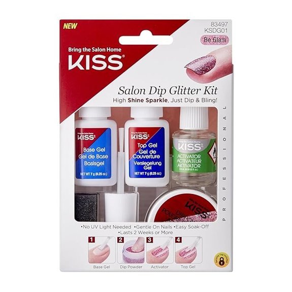 KISS Salon Dip Powder Nail Kit (Pink Glitter)
