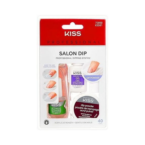 Kiss Salon Dip Powder Manicure Kit with Fake Nails