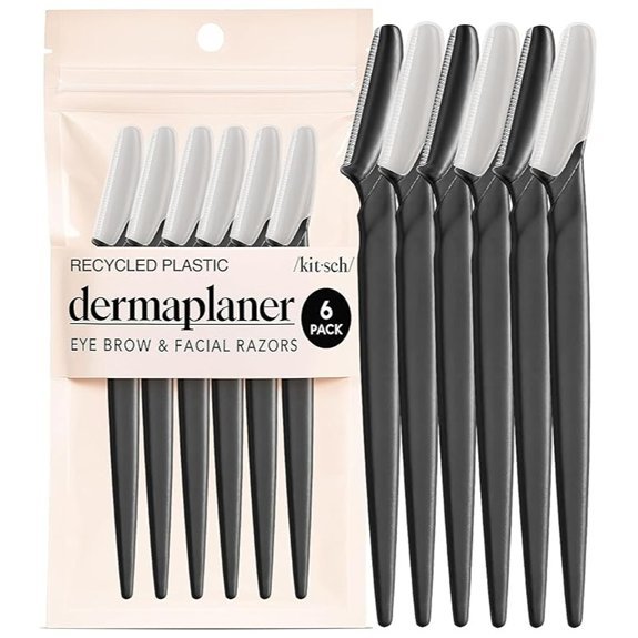 Kitsch Dermaplane Razor for Face (6-Pack Black)