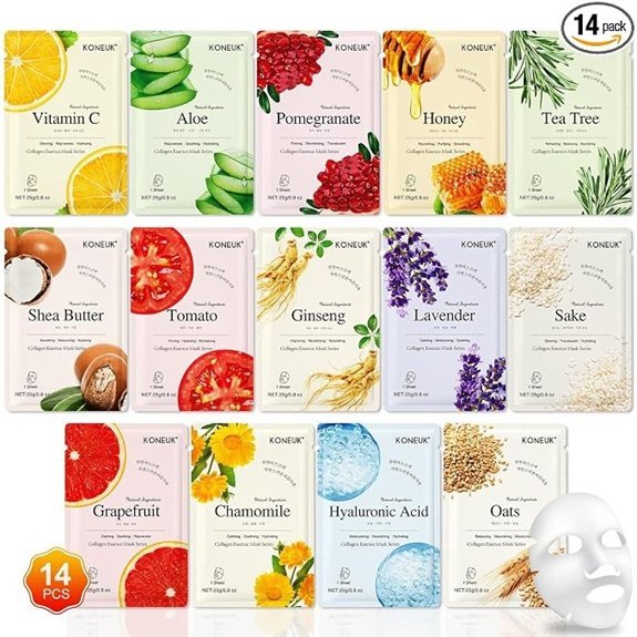 KONEUK 14 Pack Hydrating Sheet Face Masks