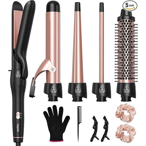 Lopeie 5-in-1 Curling Iron with Interchangeable Barrels