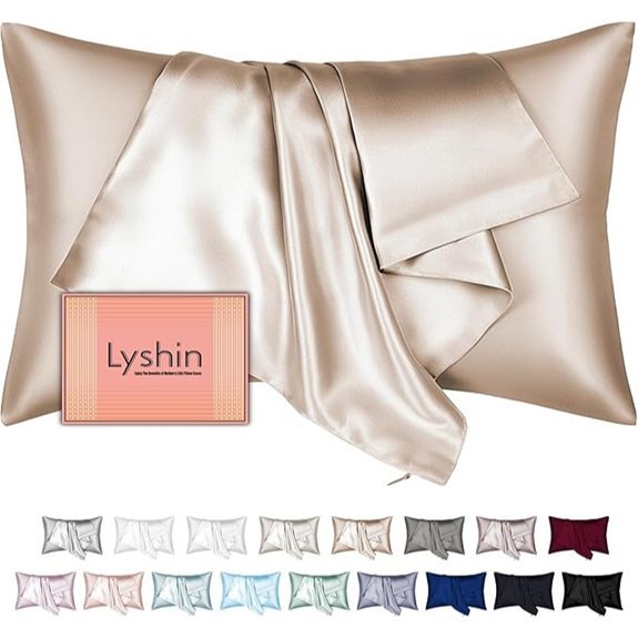LYSHIN Silk Pillow Cases Standard Size Champagne