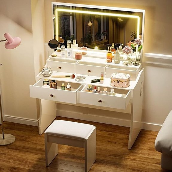 COMHOMA Makeup Vanity Desk with Mirror and Lights