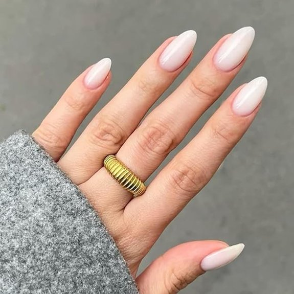 Modelones Milky White Press-On Nails Almond (32Pcs)