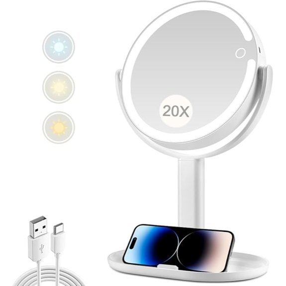 MIYADIVA 20X Magnifying Lighted Makeup Mirror