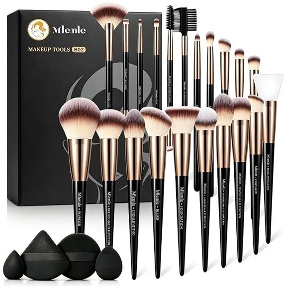 Mlemle 25 Pcs Professional Makeup Brushes Set (B02-CreamBlack)