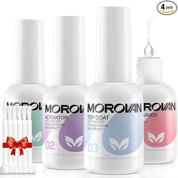 Morovan Dip Powder Liquid Set with Brush Saver (4pcs)