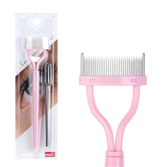 MSQ Eyelash Comb Separator with Mascara Wand (Pink)