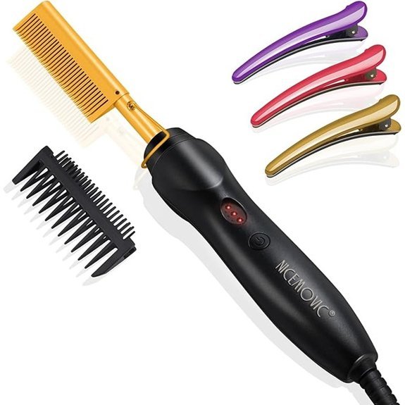 NICEMOVIC Ceramic Hair Straightener Comb (Gold)