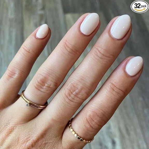 Modelones Oval Press-On Nails Kit (32 Pcs White)