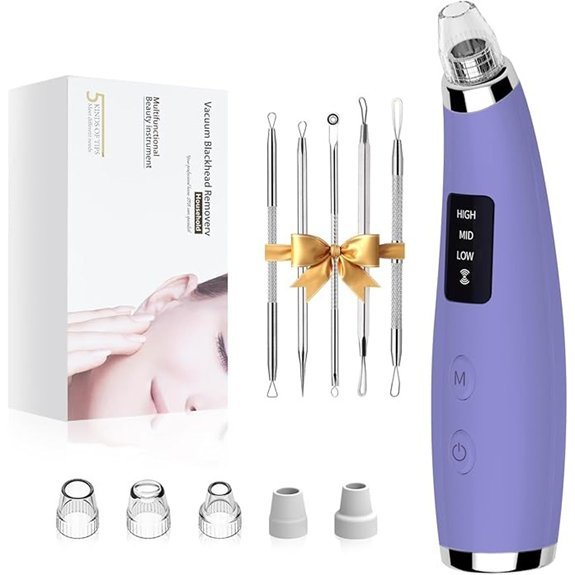 Pore Vacuum Blackhead Remover with 5 Attachments (Purple)