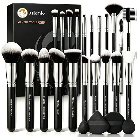 Mlemle Professional 25-Piece Makeup Brush Set (B01-Black)
