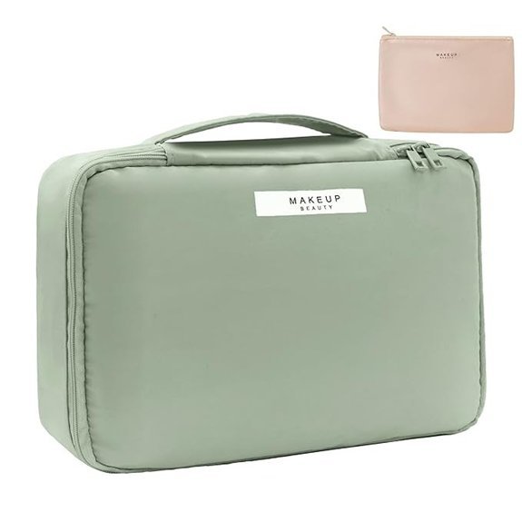 Queboom Travel Makeup Bag for Women and Men (Green)