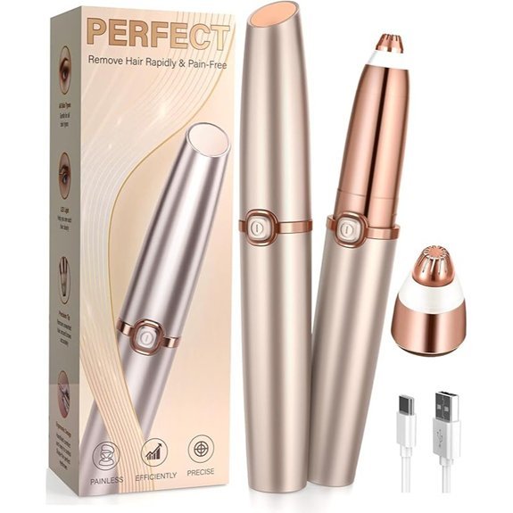 Rechargeable Eyebrow Trimmer with LED Light & Replacement Heads