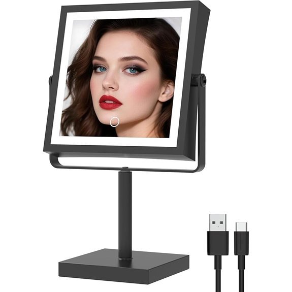 Ruacq Lighted Makeup Mirror with Magnification (Matte Black)