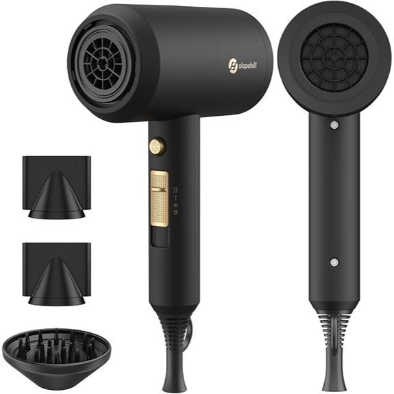 Slopehill Ionic Hair Dryer with Attachments (Black)