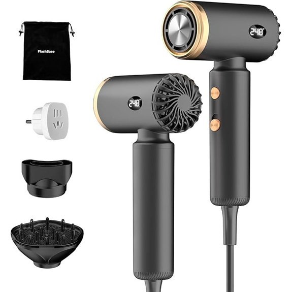 Travel Hair Dryer Dual Voltage with Magnetic Diffuser