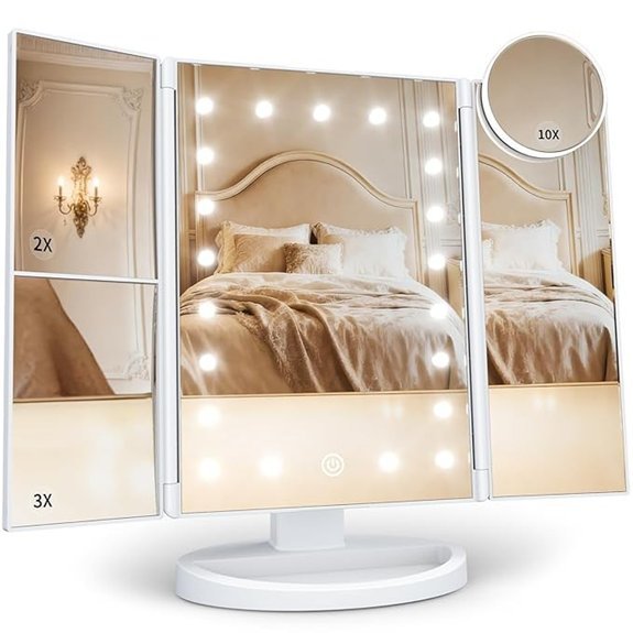 HUONUL Tri-fold Vanity Makeup Mirror with Lights
